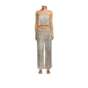 FORTE FORTE Micro Sequined Tank Top Light Gold Womens 0 US 2